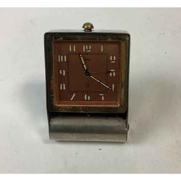 Antique Jaeger (Jaeger -LeCoultre) Pink Rose Bicolor Desk Travel Alarm Clock - Picture 1 of 10